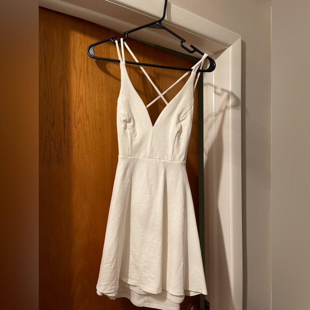 Lulus Believe In Love White Backless Skater Dress Size Small
